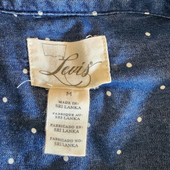 Levi's Polka Dot Denim Button‎ Up Mini Dress Size M - Picture 6 of 9